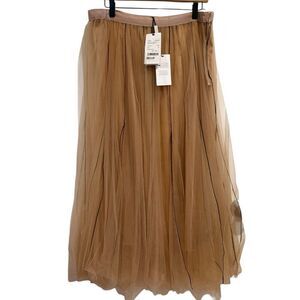 NWT Dorothee Schumacher Sensitive Transparency Tulle Skirt Caramel Size 5 / XL